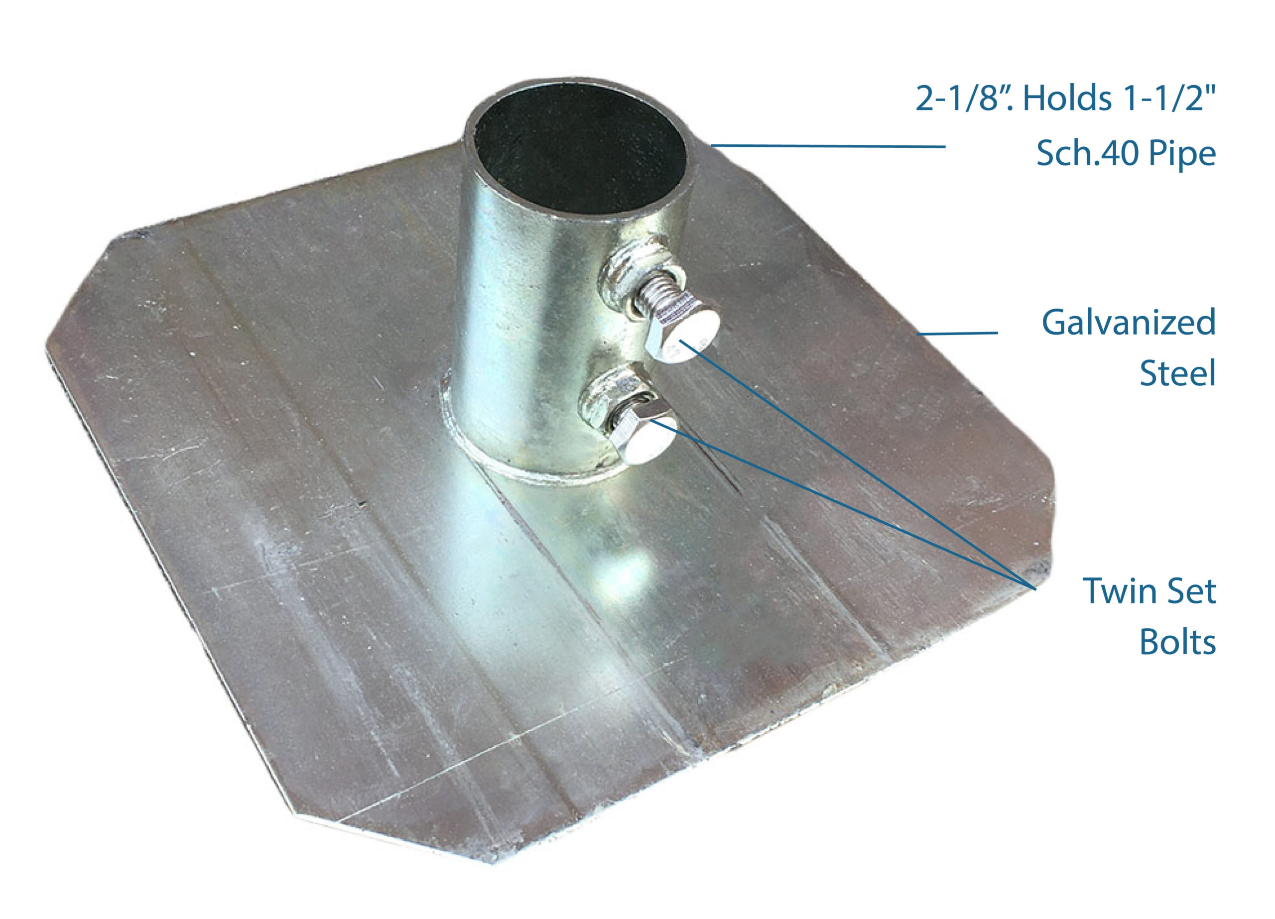Floating Dock Dock Slide Pipe Holder Bracket Stationary Dock, Heavy Duty Side Leg Pipe Holder, Galvanized Hardware, Pipe Brackets, Sleeve Holder For Post Pole, 7/8" Holes For 3/8 Dock Pole Dock Floats