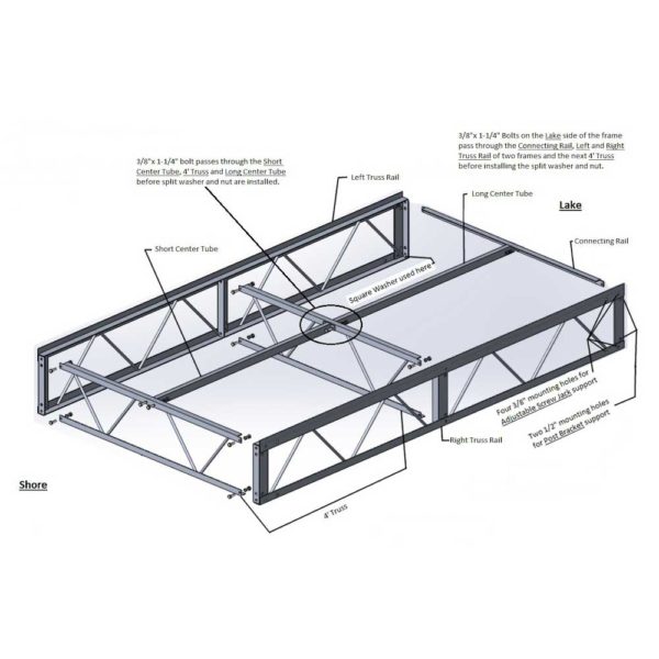 4x8 aluminum dock frame section