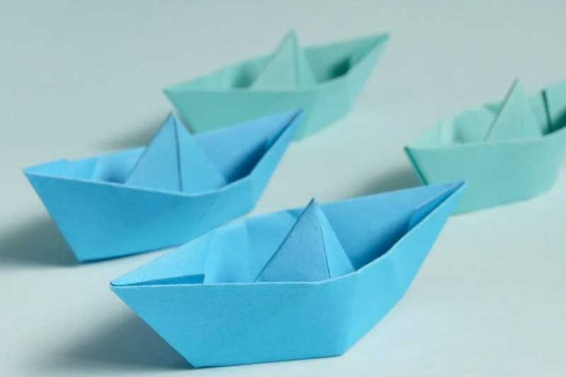 blue paper boats