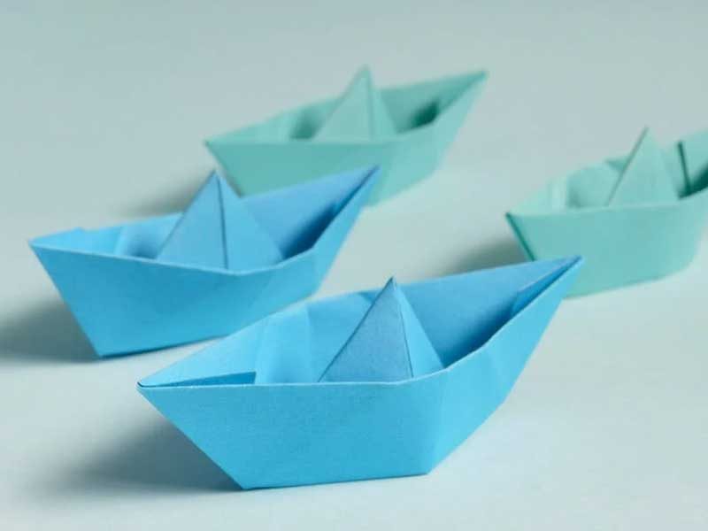 blue paper boats