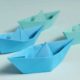 blue paper boats