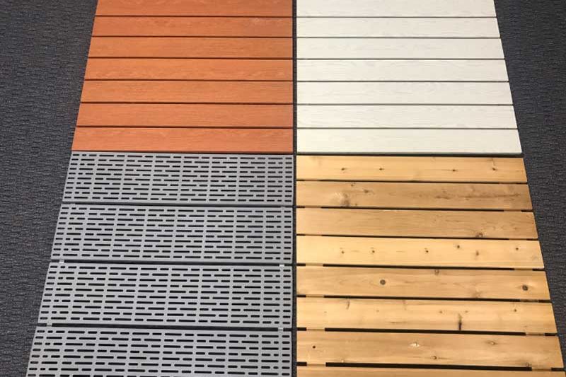jack dock decking - cedar, poly, gray aluminum, brown aluminum